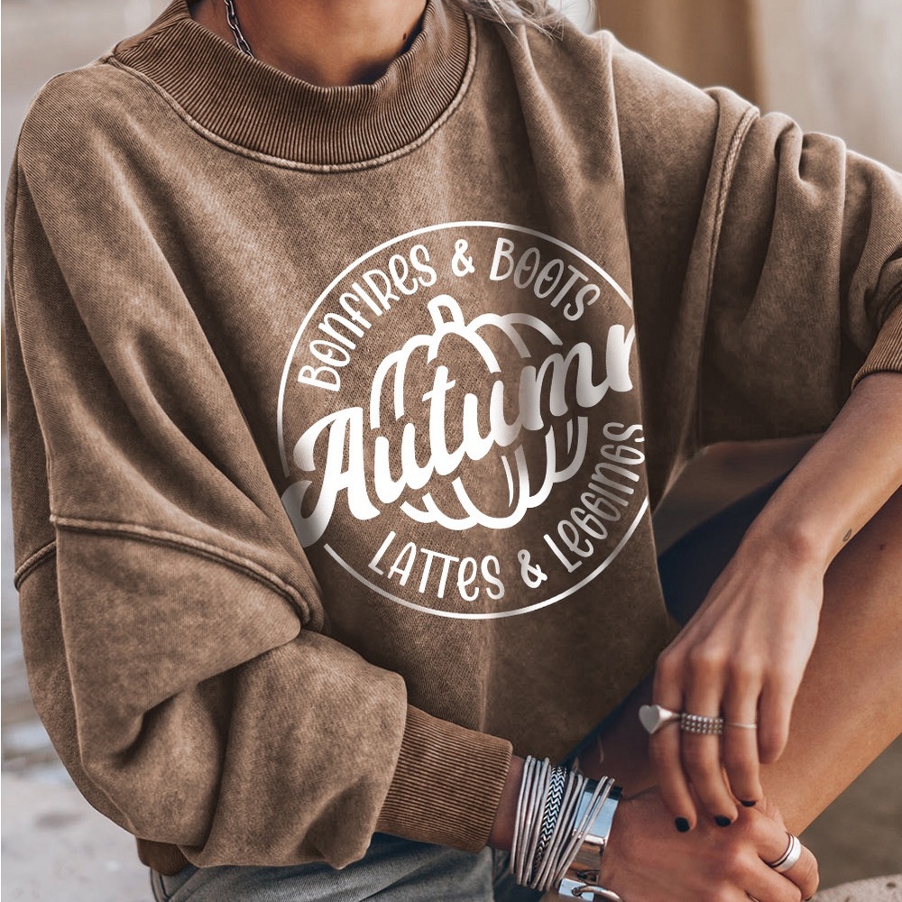 Round Neck Dropped Shoulder Graphic Sweatshirt - Picture 3 of 3